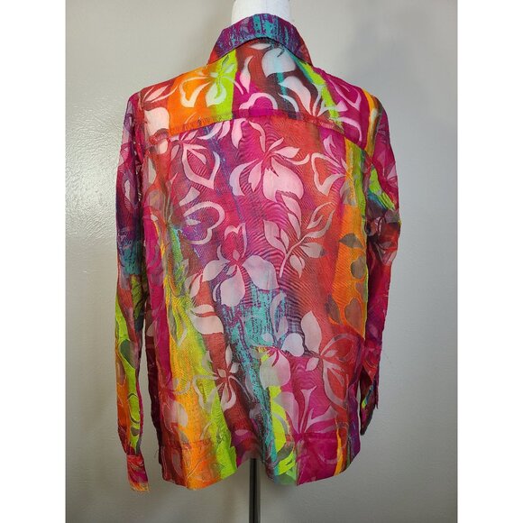 Bamboo Traders Long Sleeves Womens Shirt Top Multicolor Pink Size 1X A180 - Picture 6 of 11